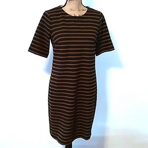 LOFT Black Striped Shirt Dress